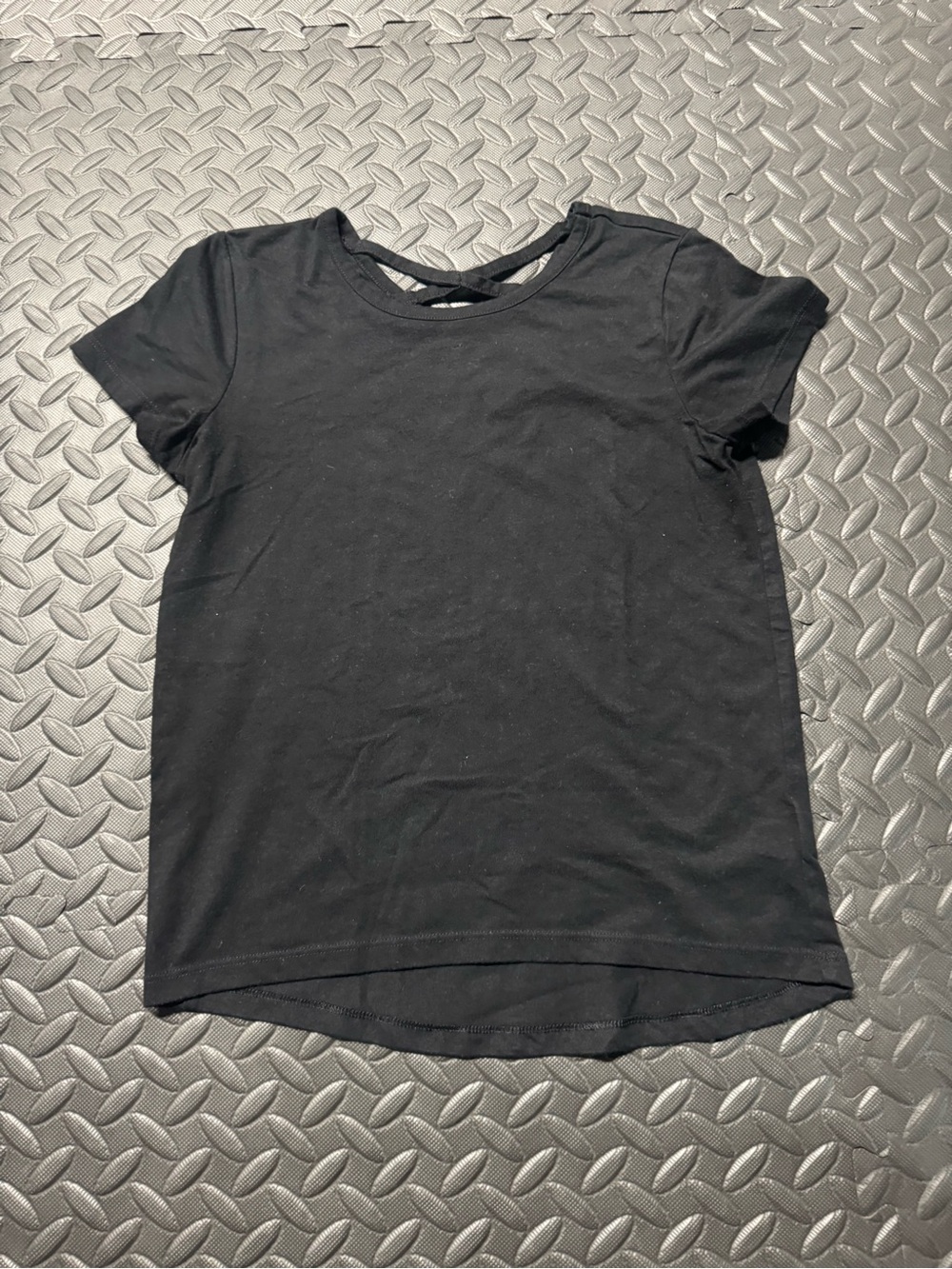 Old Navy Girls Black Softest Tee Criss Cross Back Top Size L 10-12 - Picture 2 of 8